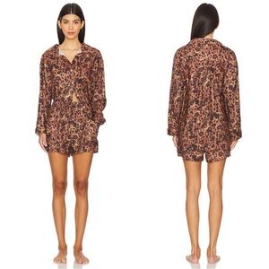 Free People Brown Leopard Print Pajama Set